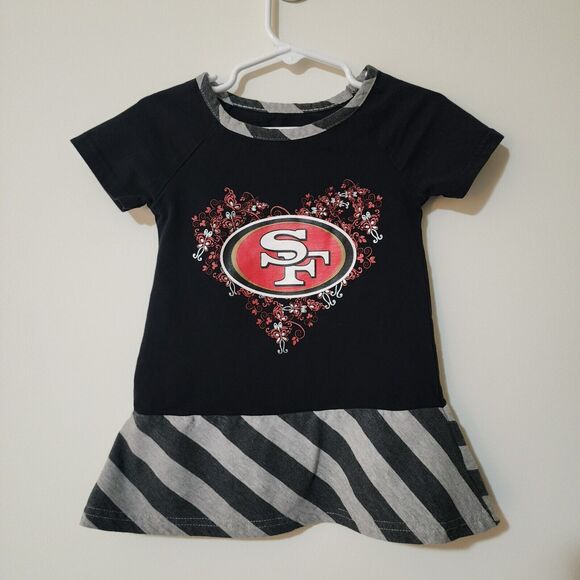 NFL Girls San Francisco 49ers Black Fancy Dropwaist Dress Short Sleeve Size 2T - Picture 1 of 6